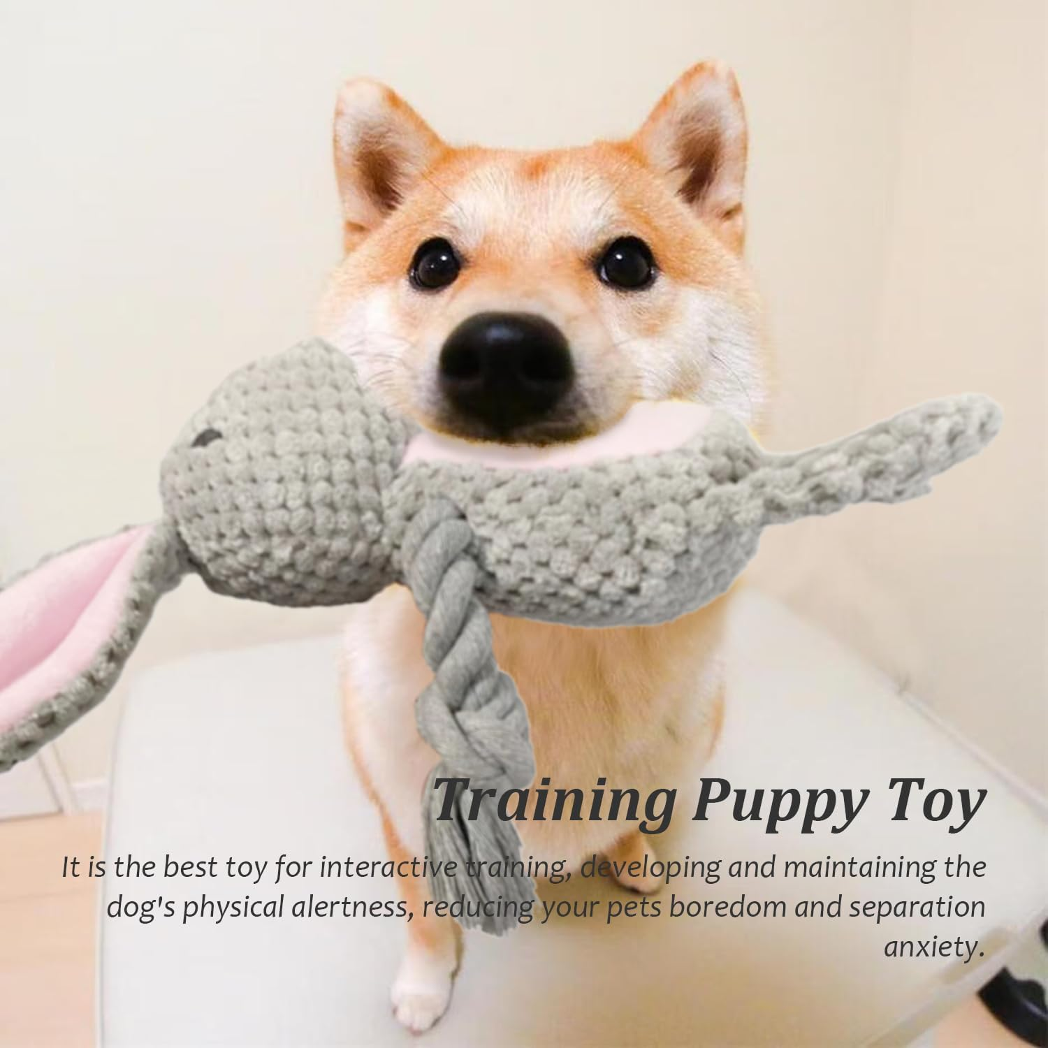YUREMEEY Elephant Plush Dog Toy, Squeaky, Cuddly, Tug of War, Interactive, for Puppies & Medium Dogs image number 6