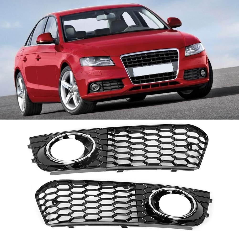 Fog Light Cover Lamp Frame Mesh Grille for B8 2009-2011 &ndash; Stylish ABS Plated Replacement (GZ.D072DL/R)