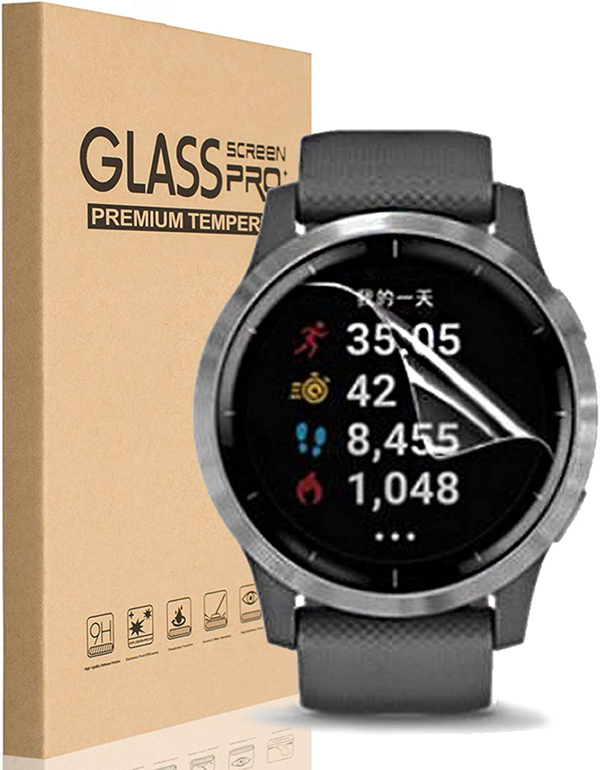 [3 Pack] for Garmin Vivoactive 4 TPU LCD Screen Protector Guard Film Activity Tracker No Bubbling Scratch Resistant Full Edge to Edge Coverage Screen Covers for Garmin Vivoactive 4 Smartwatch image number 1