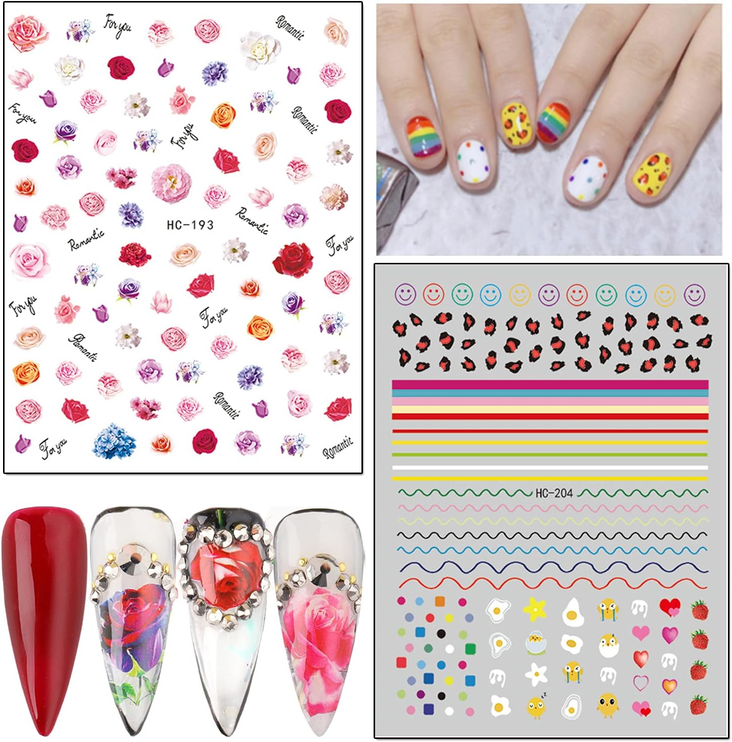 8 Sheets Nail Stickers - Holographic Flowers, Leaf, Mermaid, Leopard, Coconut Tree Designs for Women, Girls & DIY Nail Art image number 5