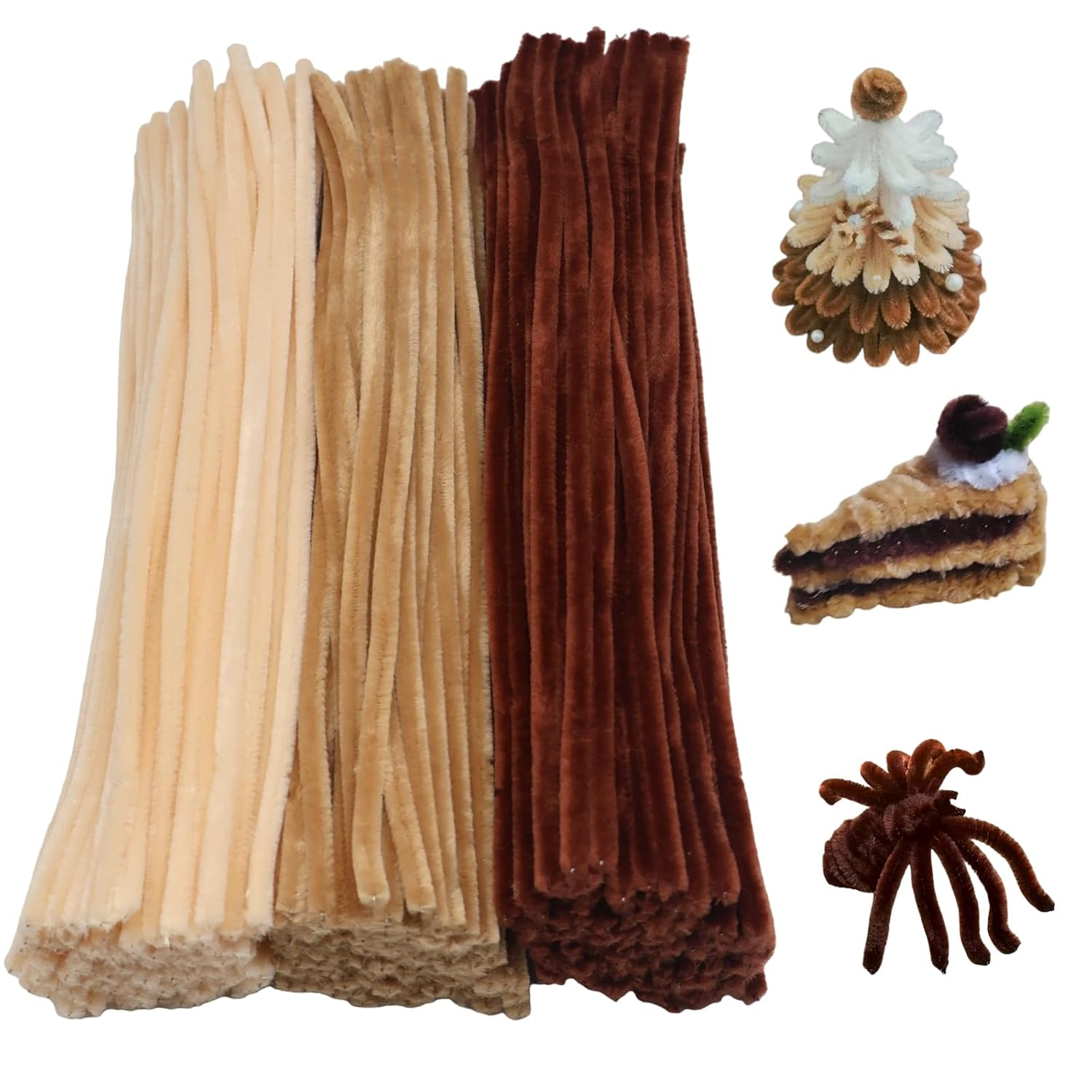 300 Pieces Shades of Yellow Pipe Cleaner Craft Set 3 Assorted Colors,Thick Fuzzy Chenille Stem Pipe Cleaners for DIY Craft Flower Projects Holiday Decorations