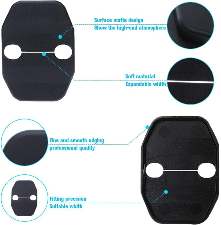 Door Lock Covers Protection Trim for Jeep Wrangler JK JKU 2007-2018, for Jeep Grand Cherokee, for Dodge Chrysler, Black, 5PACK image number 5