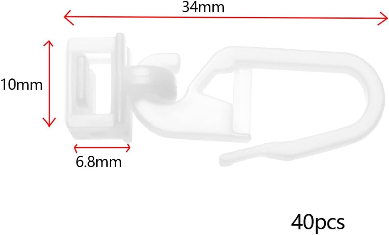 LT Easiyl 40Pcs White Plastic Curtain Hooks 34Mm Compatible with Swift Motorhome Caravan Camper Van Curtain Track Glider Hooks image number 5