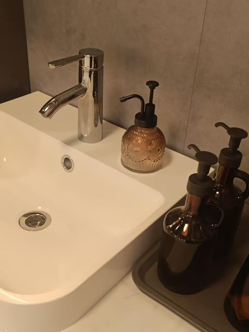 Vintage Soap Dispenser for Kitchen and Bathroom Countertop Cute Soap Dispenser with Smooth Action Pump (Brown) image number 4