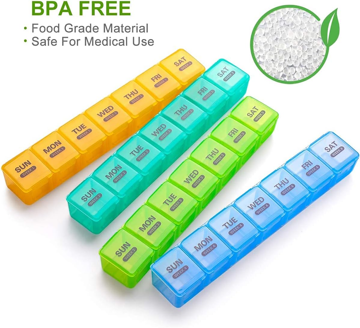 Monthly Pill Organizer, 28 Day Pill Box, 4 Week Moisture-Proof Medicine Organizer, Large Daily Pill Cases for Pills/Vitamin/Fish Oil/Supplements image number 6