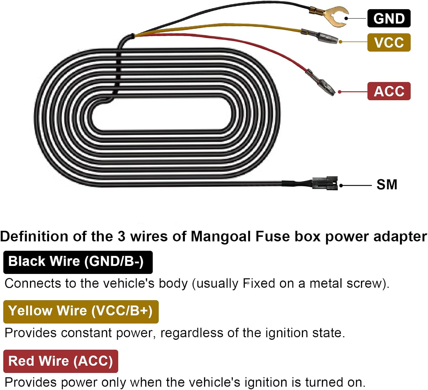 Fuse Box Power Adapter for Mangoal Dash Cams, Upgrade Parking Monitoring, Hardwire Wire Kit Accessories image number 2