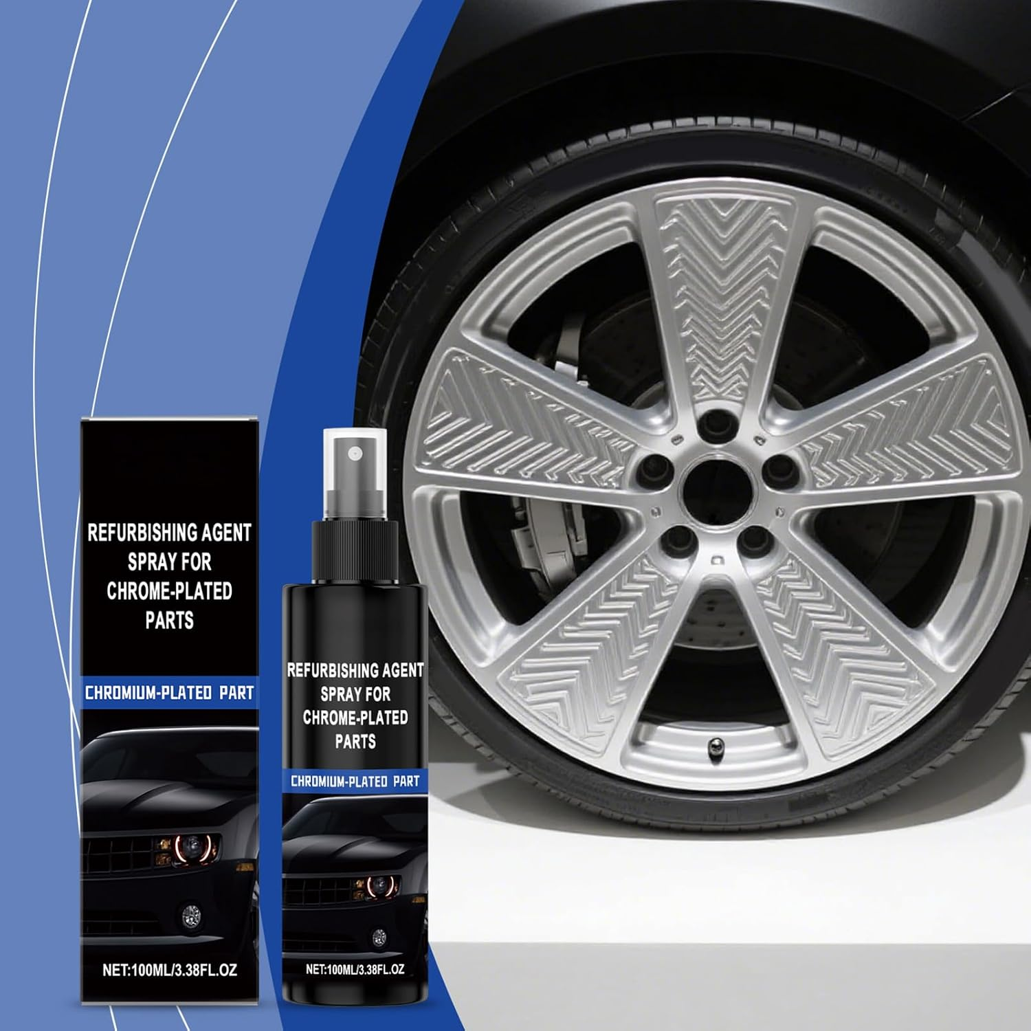 Chrome Refurbishing Agent Spray - Vehicle Chrome Parts Refurbishing Agent Spray,100Ml Automotive Maintenance Liquid for Renovation Home Fence Door Handle Garage image number 5