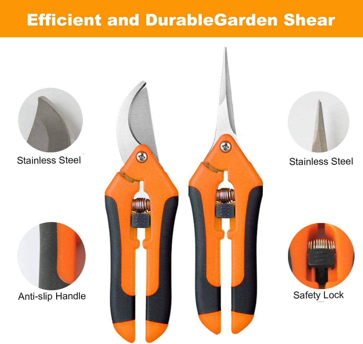 2 Pack Handheld Scissors Set,Garden Shears with Sharp Precision Ground Non-Stick Blade for Plant Cutting image number 5