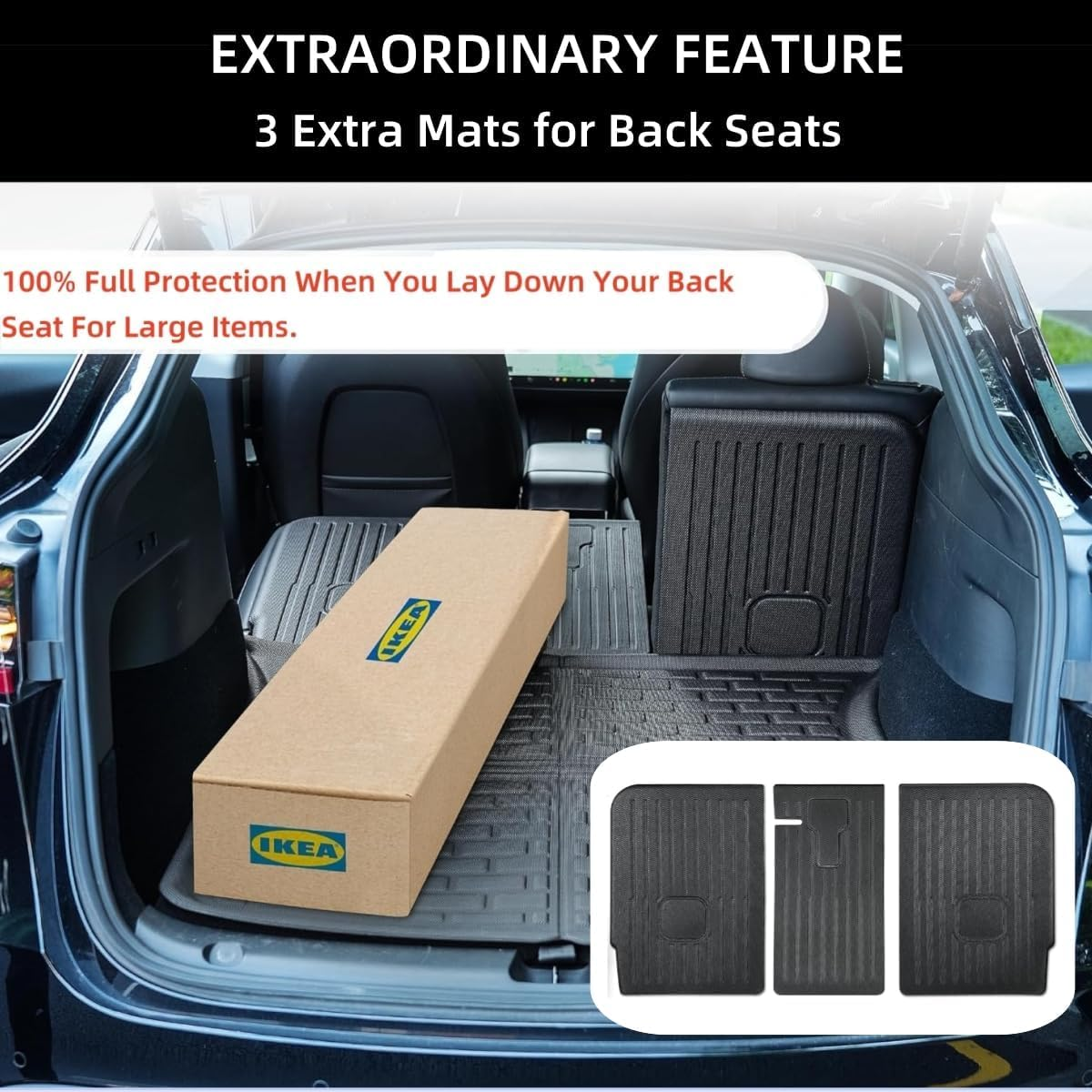 9-Piece RHD 2026 Tesla Model Y Juniper, All-Weather Floor & Cargo Mat Set (5-Seater), Automotive Accessories Trunk Floor Mats & Cargo Liners (9Pcs Model Y Juniper 5 Seater) image number 3