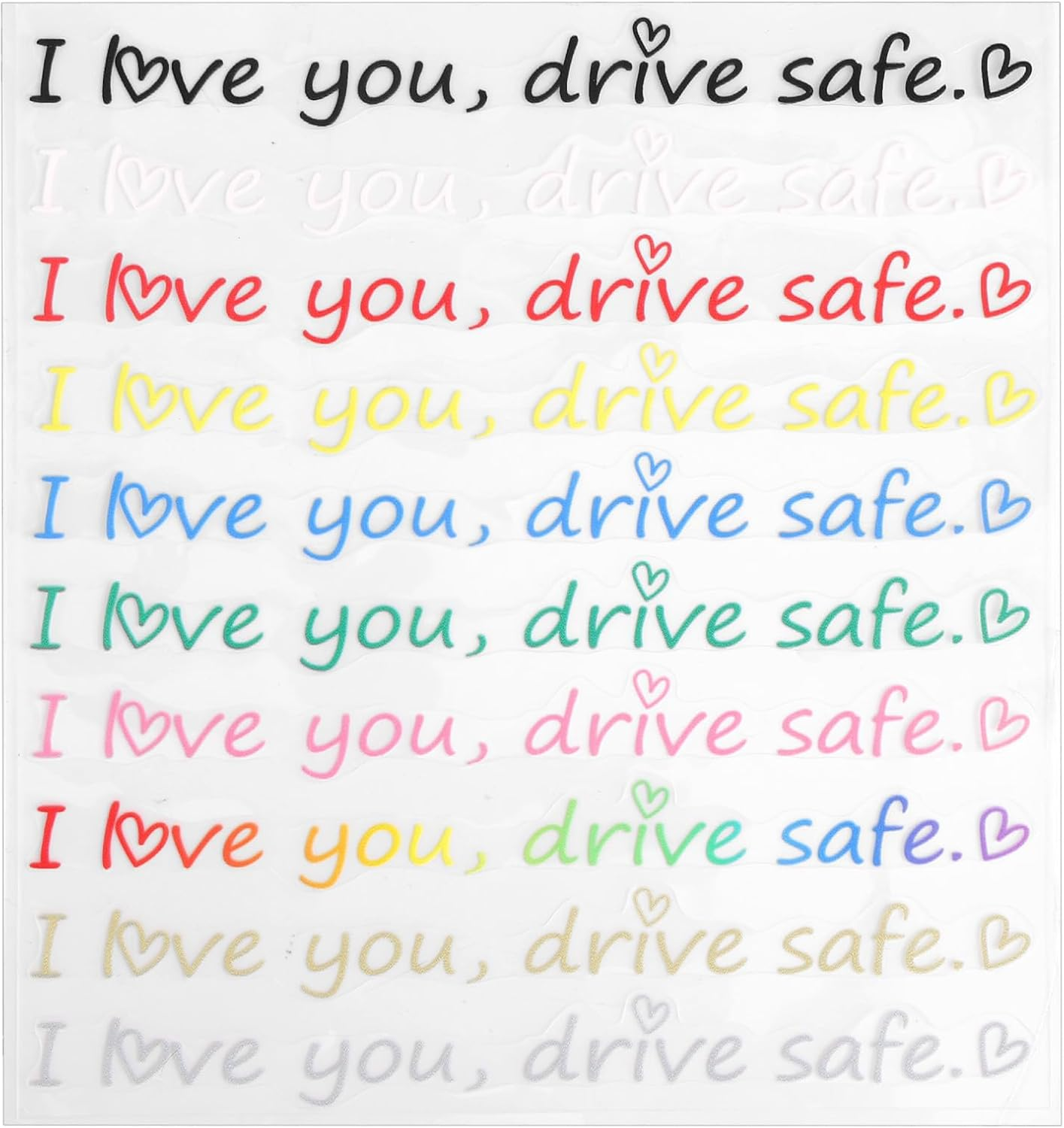 10 Pcs I Love You Drive Safe Mirror Stickers, Cute Vinyl Car Rear View Mirror Stickers Motivational Car Decor for Men Women image number 1