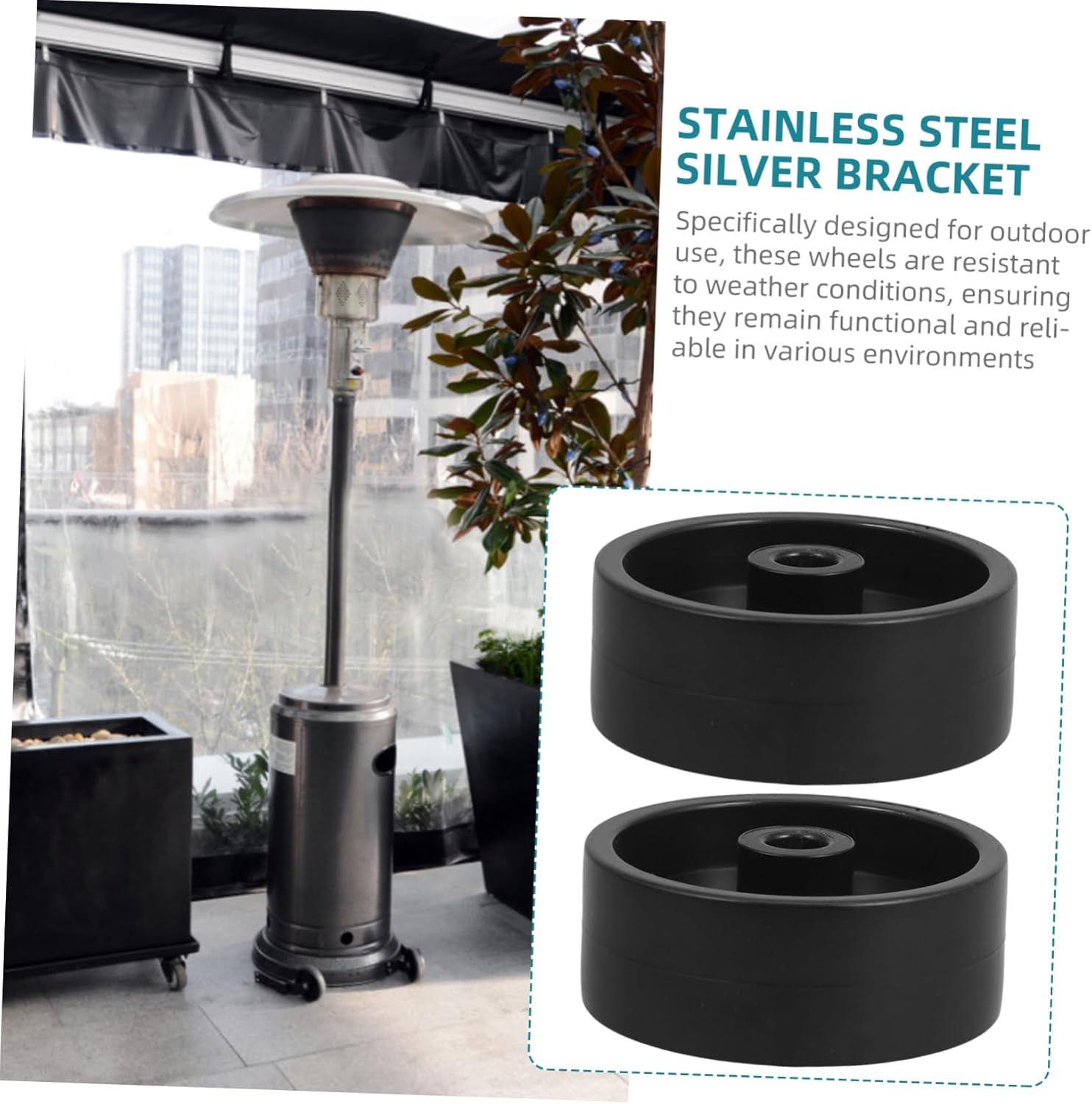 Generic 4Pcs Outdoor Caster Wheels Lawn Mower Easy Installation Patio Outdoor Umbrella Wheel Kit Mower Deck Wheels Grill Wheels Black Plastic image number 1