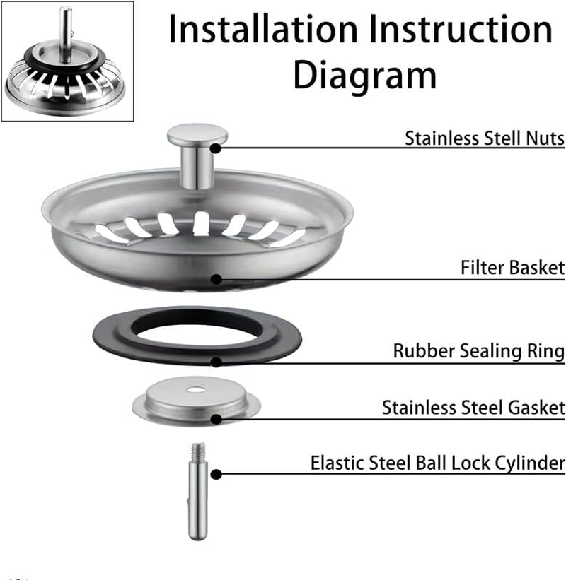 Walquicks 2 Pcs Sink Strainer Plug, Silver Stainless Steel 304 Kitchen Sink Strainers in Kitchen, 84Mm Stainless Steel Basket Kitchen Sink Strainer Plug for Steel in Kitchens and Bathrooms Plug image number 1