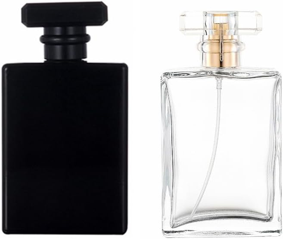 2 Pack 100Ml Clear Thick Glass Perfume Atomizer,Empty Refillable Perfume Spray Bottle for Men and Women,Portable Fragrance Fine Mist Spray Bottle Dispenser for Travel (Silver）