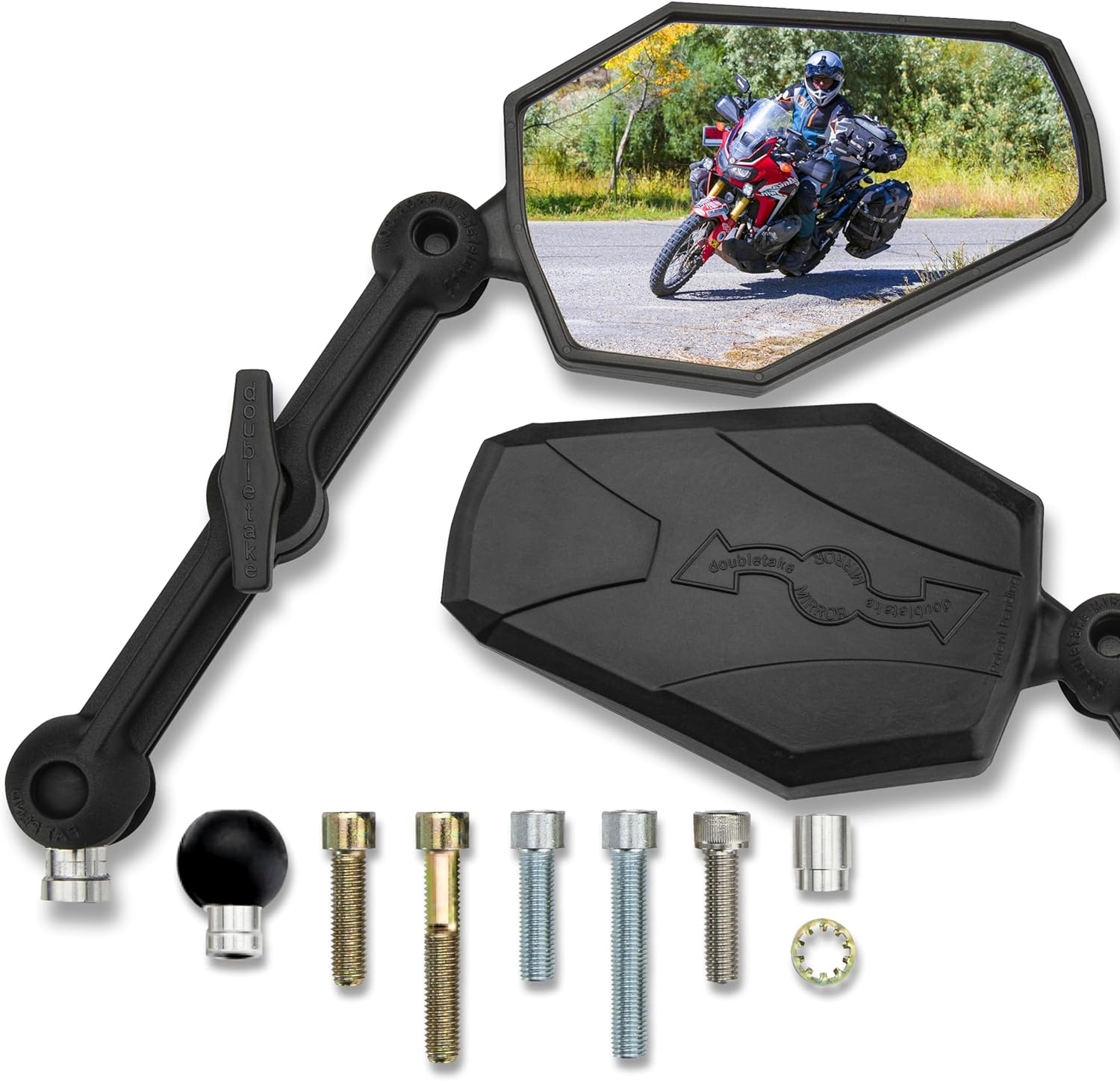 Doubletake Adventure 6" Mirror Kit 2.0, Universal Fit Folding Motorcycle Mirrors, Guaranteed for Life. image number 1