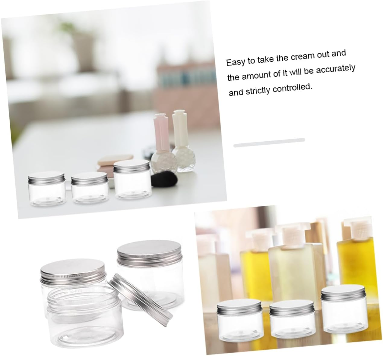 WRITWAA 3Pcs Plastic Screw Lotion Jars round Creams Containers for Cosmetic Storage and Hand Use image number 3