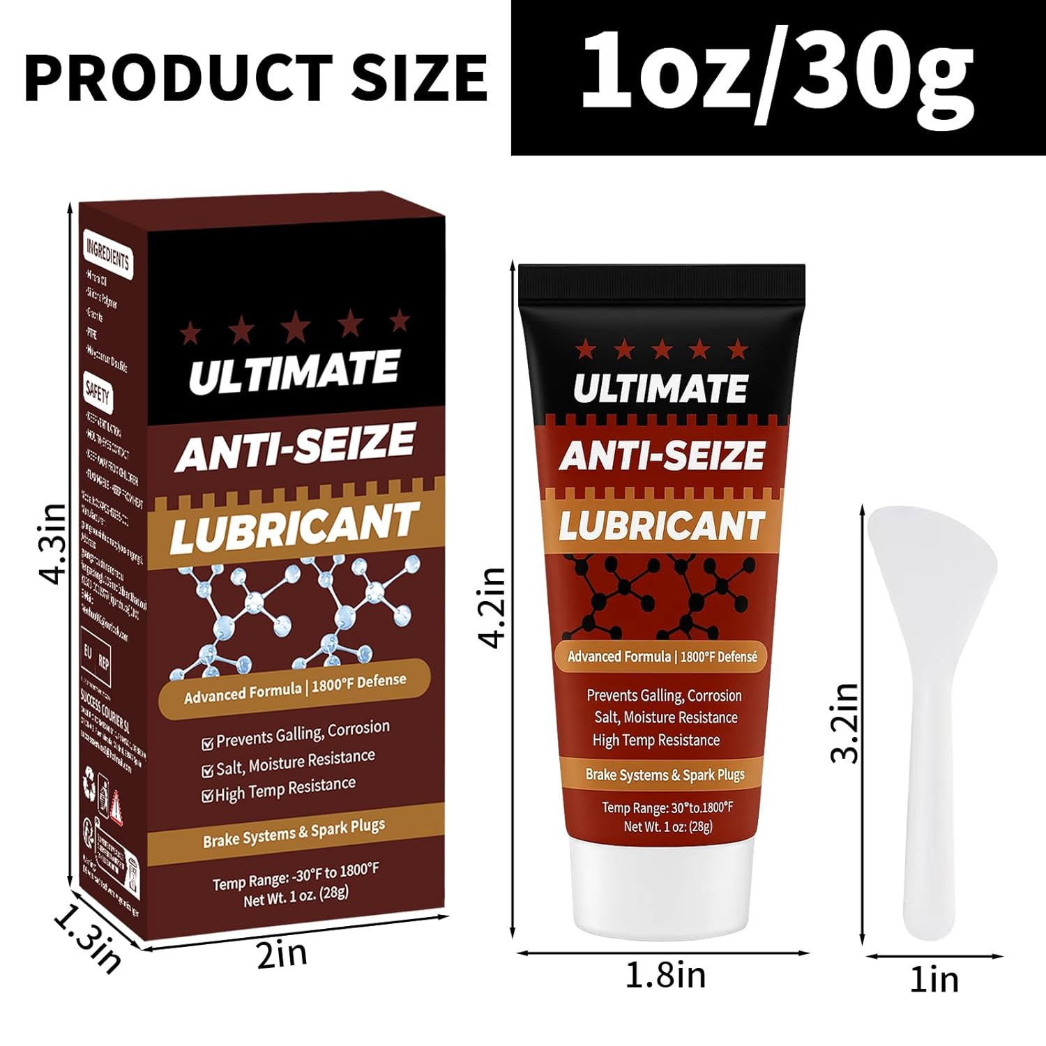 Copper Anti-Seize Thread Lubricant Spark Plug Antiseize Grease Compound for Automotive, Bolts and Nuts | High Temp Brake Parts Lubricant Grease Prevents Rust, Corrosion, Seizing - 1Oz Tube (1-Pack) image number 1