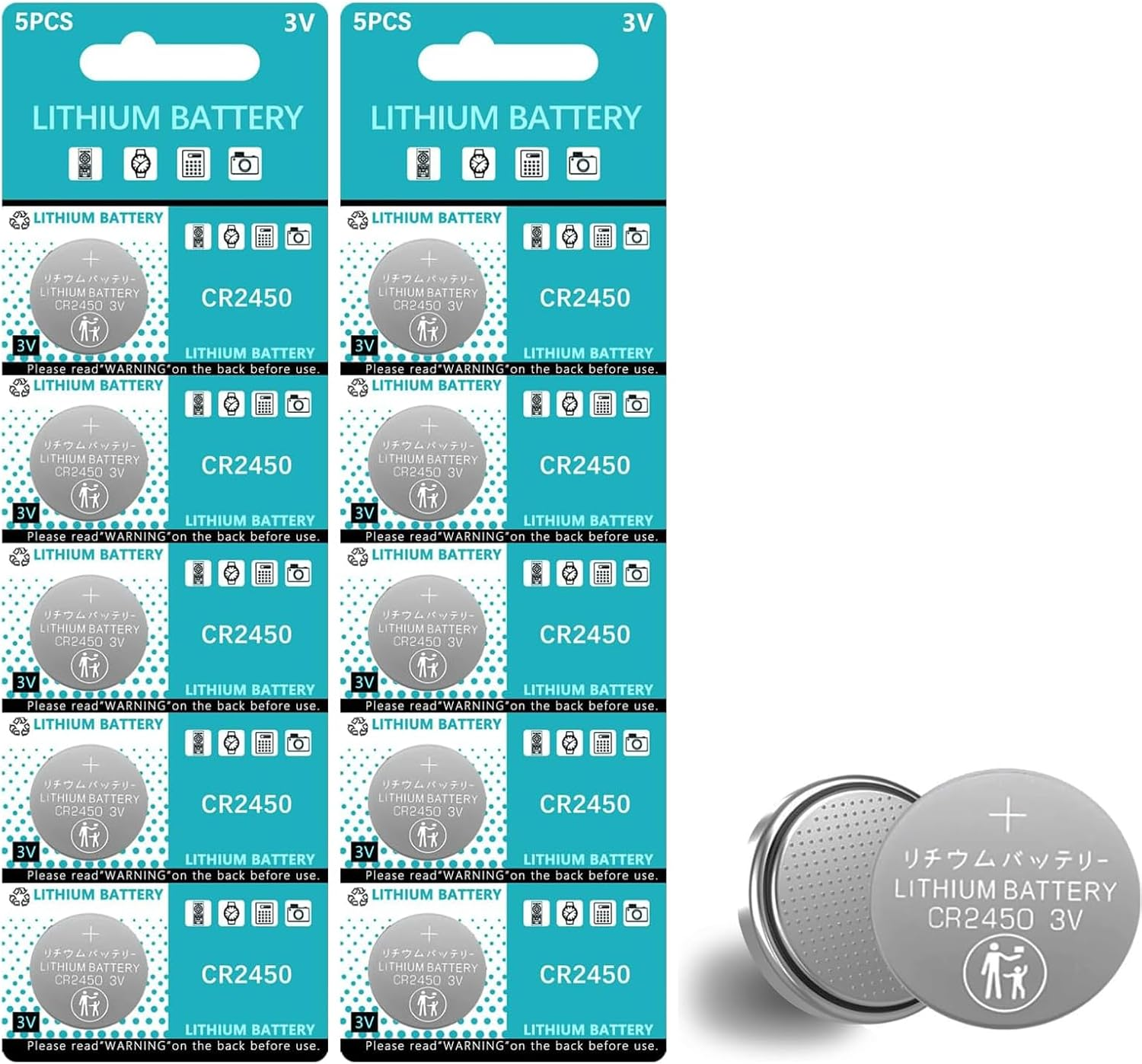 CR2450 3V Lithium Battery(10-Pack) Coin Cell Button Battery Long Lasting CR 2450 Compliant with Coin Battery Safety Standards for Watch Tea Lights Alarm System Car Key Remote Control Calculators Toys image number 4