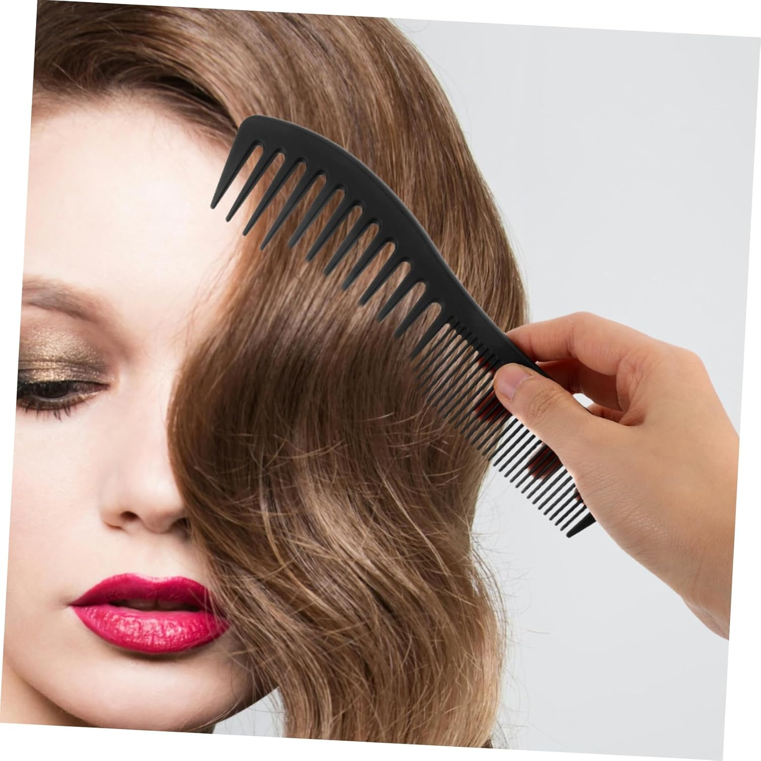 GOOHOCHY 6Pcs Dual Sided Wide Tooth Barber Combs for Men and Women Fish Shaped Grip Detangling and Styling Tools for Blow Drying Heat Resistant Smooth Knot Hair Care image number 6