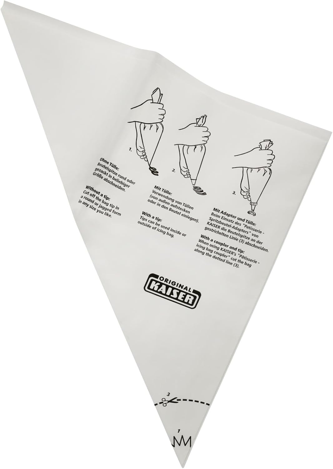 KAISER P&acirc;tisserie Single-Use Icing Bags, Set of 6, Made of Plastic-Coated Special Paper, Hygienic Single Use, Cutting Guide image number 6