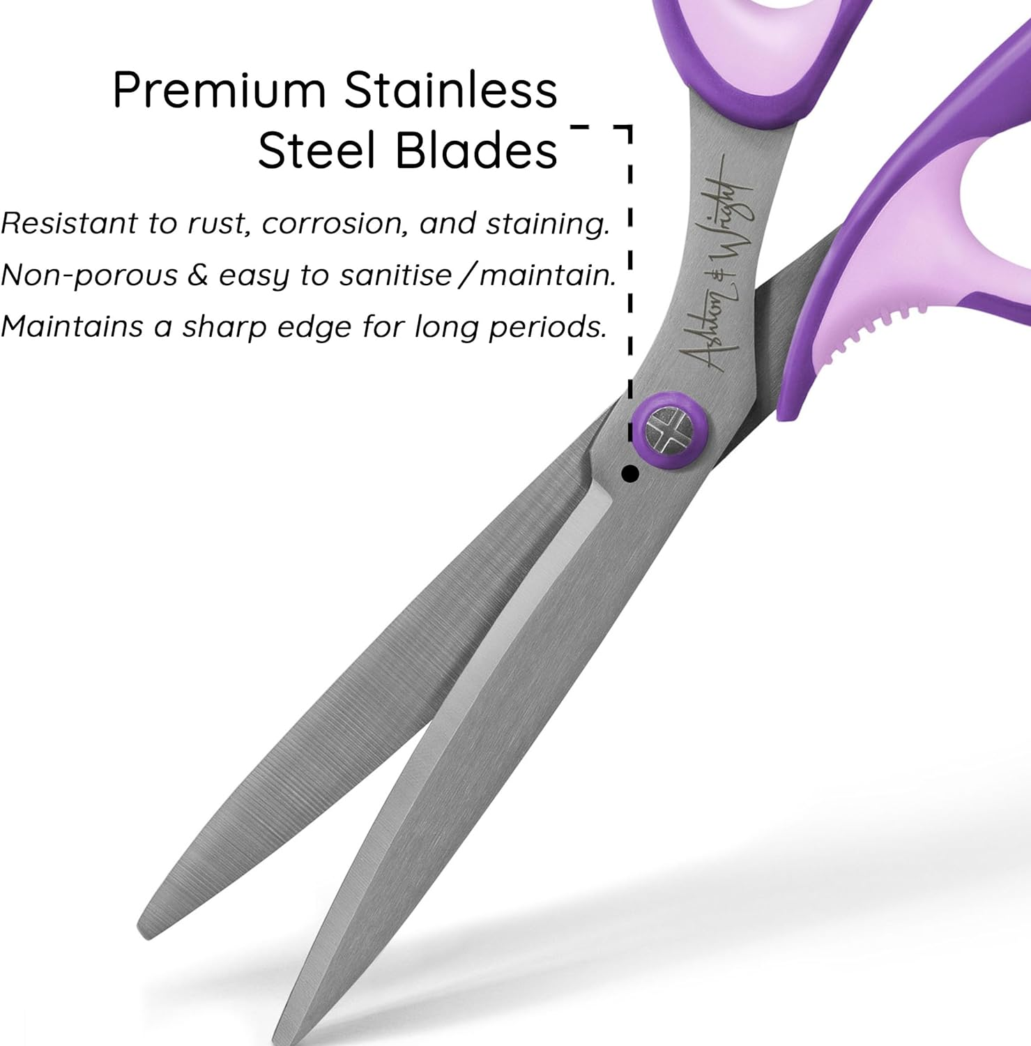 Ashton and Wright - Precision SG - Soft Grip Scissors for Office, Home, Kitchen, and Craft - 210Mm / 8&rdquo; - Steel Blades (Purple, Left Handed) image number 4