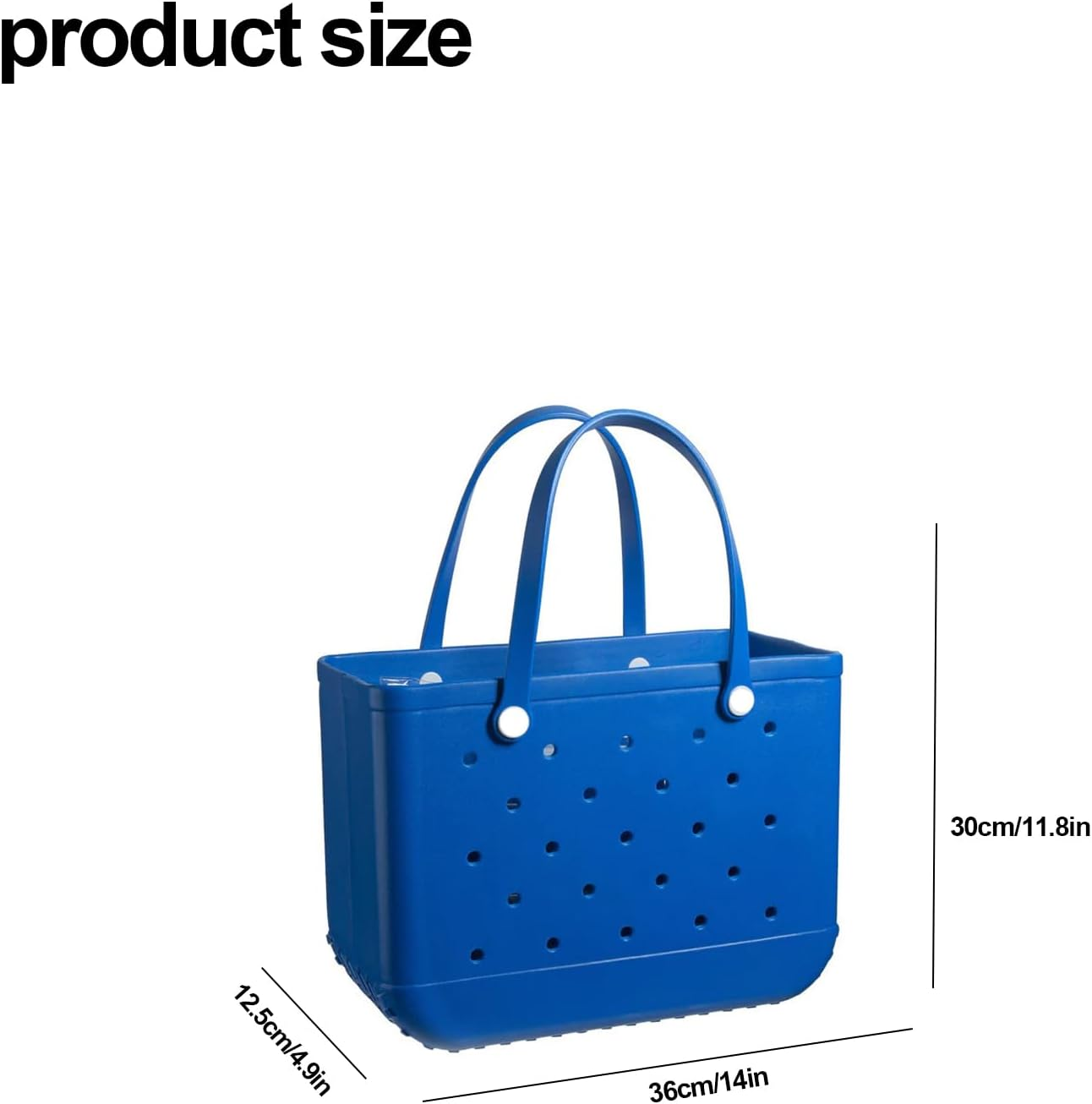 Large Waterproof Beach Tote Bag, Royal Blue, Perforated Design with Dual Handles image number 3