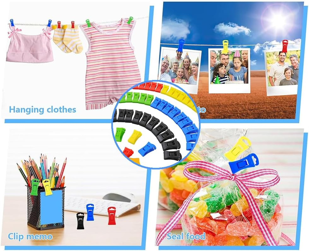 NYGHMY 50 Pcs Colorful Sock Clips with Hooks - Non-Slip Laundry Organizers & Sorters for Washer, Dryer, Clothesline