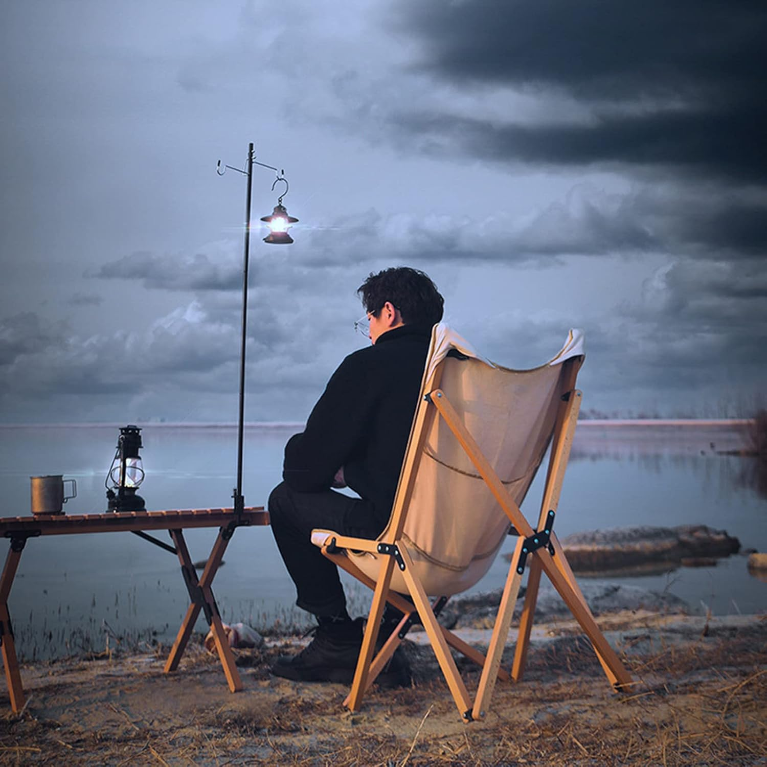 Joyeee Folding Camping Lantern Stand Pole Stake Accessories, Camping Light Stand Pole Hanger Camping Equipment, Outdoor Picnic Lighting Device Gift for Men Father image number 5