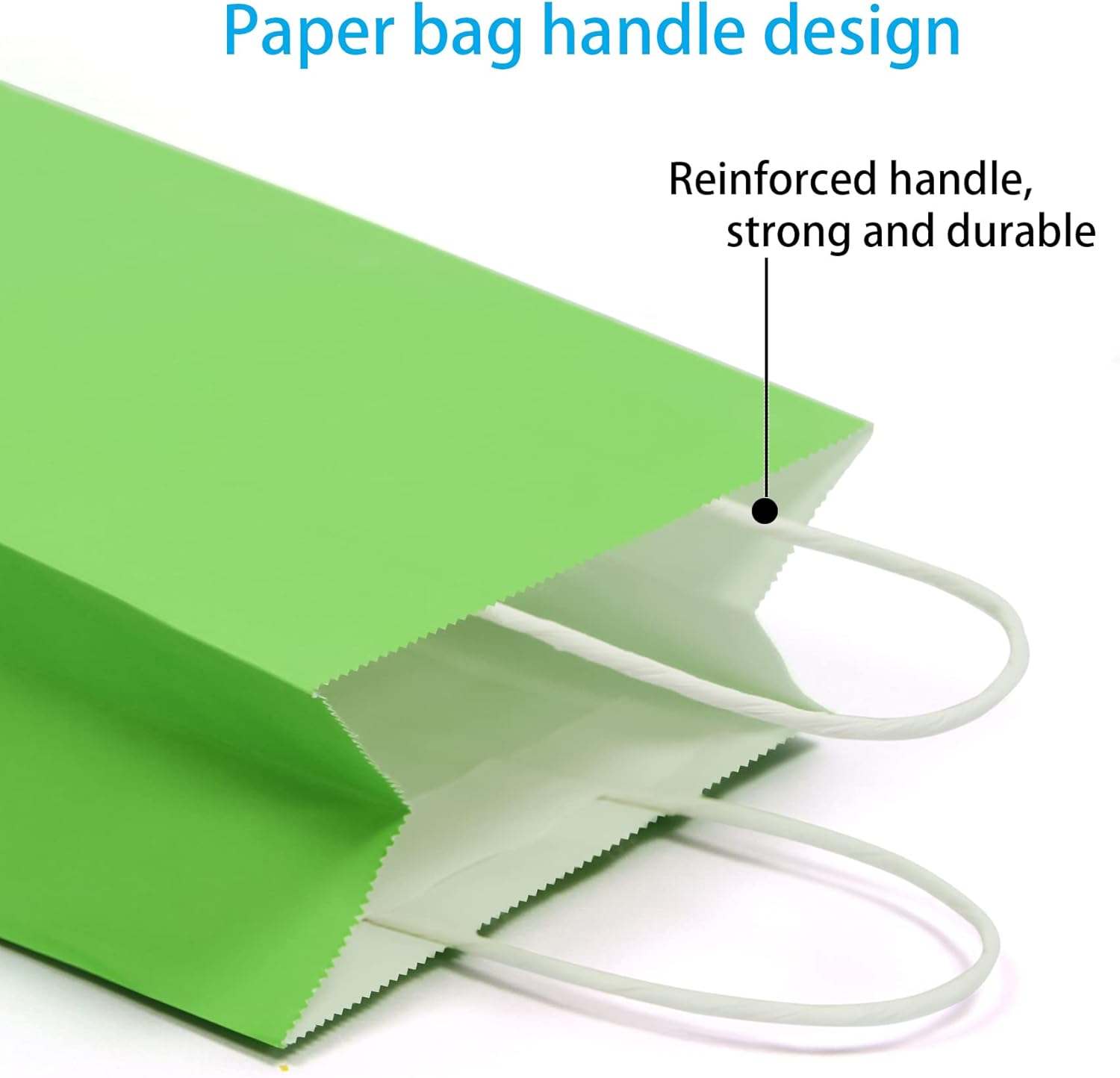 25 PCS Small Gift Bags Green Kraft Paper Bags with Handles for Party Favor Supplies by ADIDO EVA (8.2 X 6 X 3.1 In) image number 3