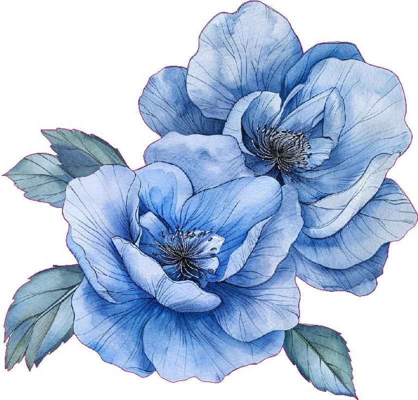 Watercolor Perennial Geranium Flower Car Vinyl Decal, Blue Floral Sticker for Bumper Side Mirror Window, Vehicle Decoration Decal, Lower (Blue) image number 3