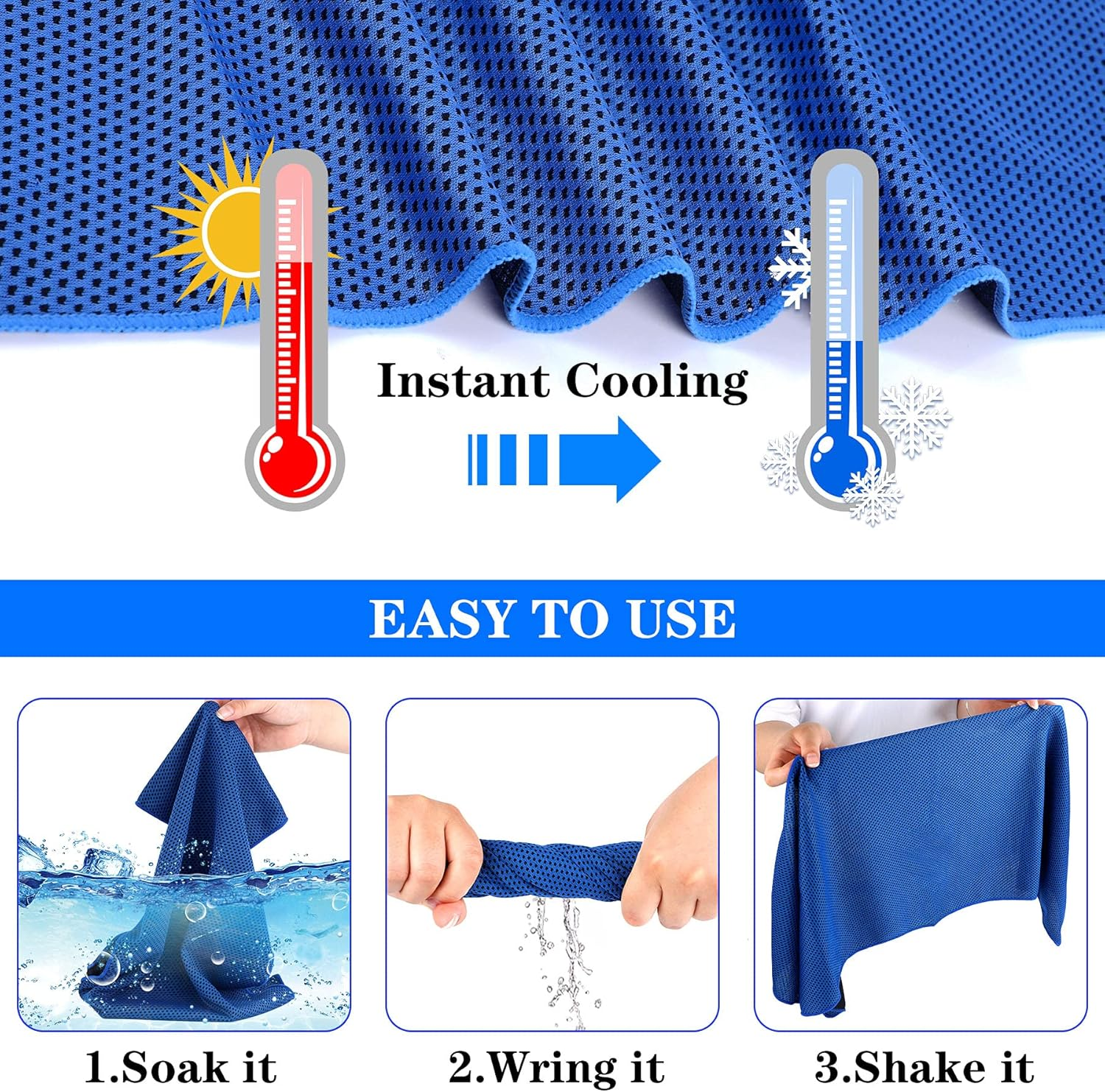 AUGSUN Cooling Neck Towels, 9 Pack Workout Towels for Gym Fast Drying Gym Towels Snap Cooling Sport Towels for Yoga Gym Fitness Running