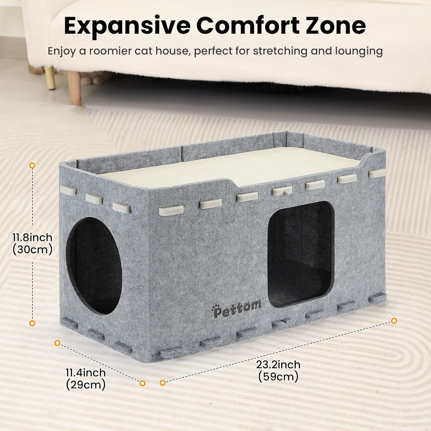 PETTOM Cat Cave Bed for Indoor Cats, Cat Tunnel House for Multiple & Large Cats, Cat Accessories image number 1