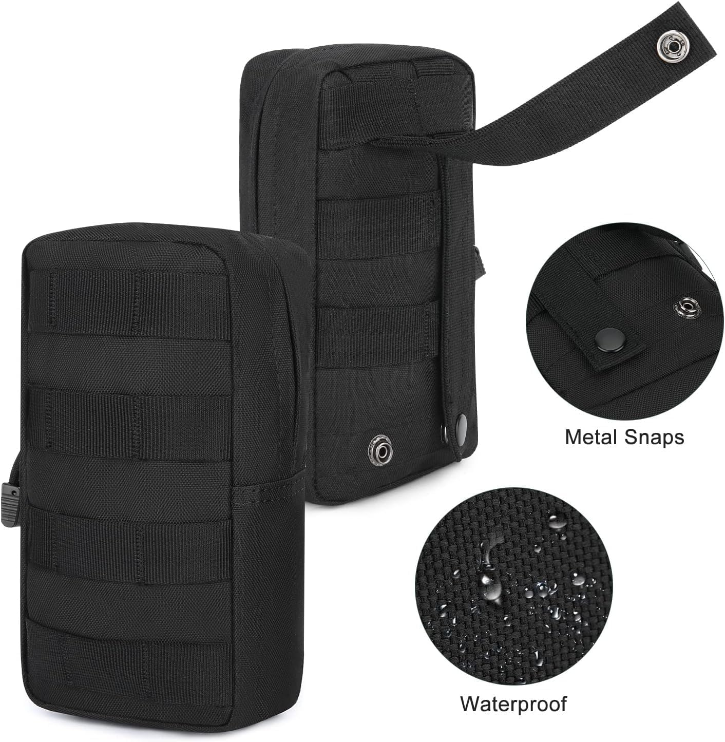 2 Pcs Tactical Molle Pouch, Multi-Function Portable EDC Gadget Waist Bag Small Tactical Belt Bag for Camping Hiking Trekking, Black, Classic image number 5
