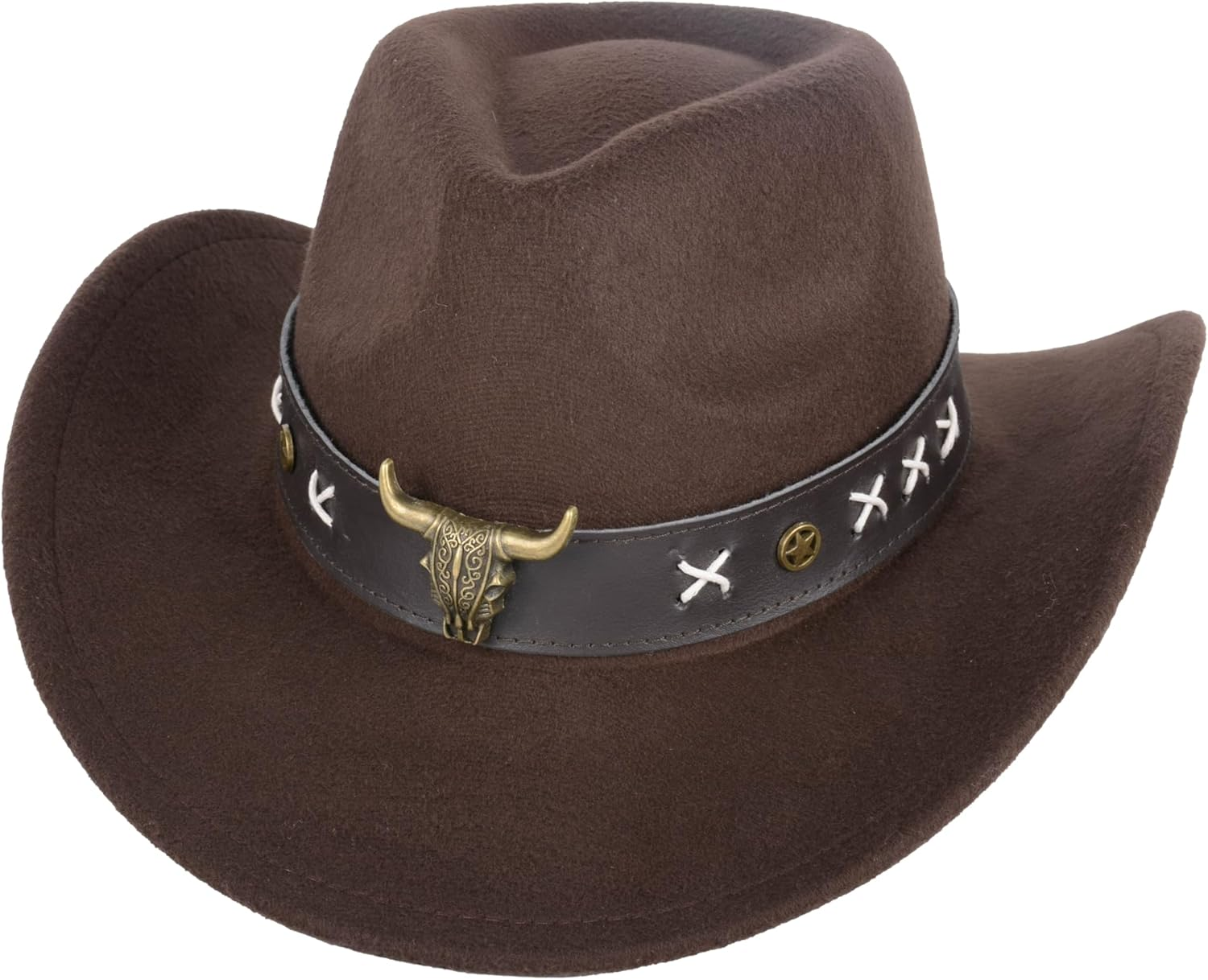 Cowboy Hat Wide Brim Tilted Edge Stylish Western Hat Ethnic Style Tibetan Felt Hat Vintage Wool Hat with Belt Design for Men and Women Classic Cowboy Hats for Women and Men Fashionable and Elegant
