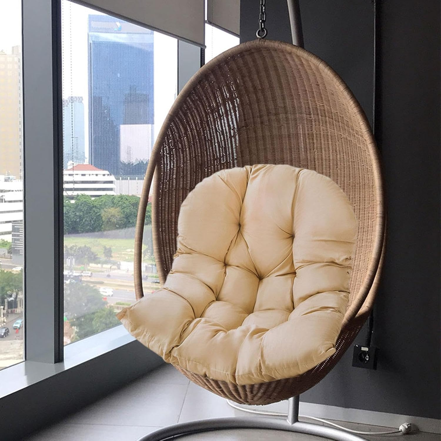 Hanging Egg Chair Cushion Chair Seat Cushion Garden Chair Mat Swinging Chair Pad for Lawn, Khaki image number 4