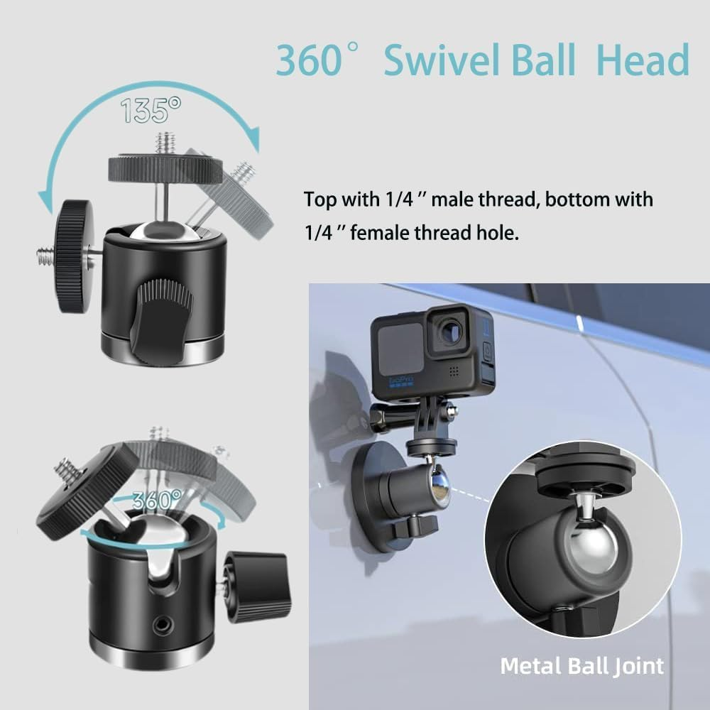 Strong Magnetic Camera Mount with 360&deg; Rotation Ball Head Phone Holder Compatible with Gopro Hero 13/12/11/10/9/8/7/6, DJI OSMO Action, Insta360 image number 3