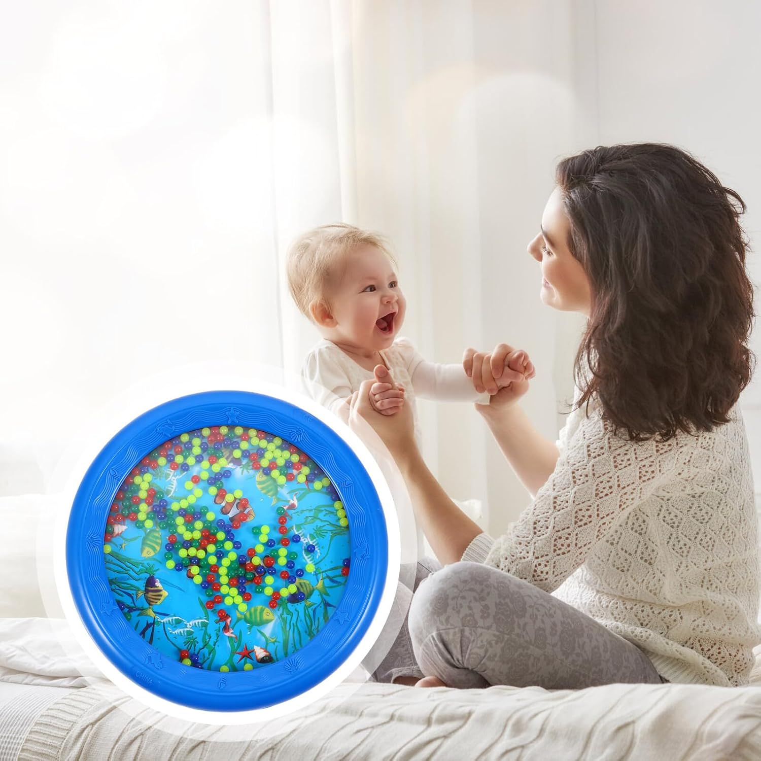 Ocean Wave Beads Drum Educational Musical Instrument for Early Music Learning Lightweight Percussion Hand Drum for Rhythm Development and Sensory Play