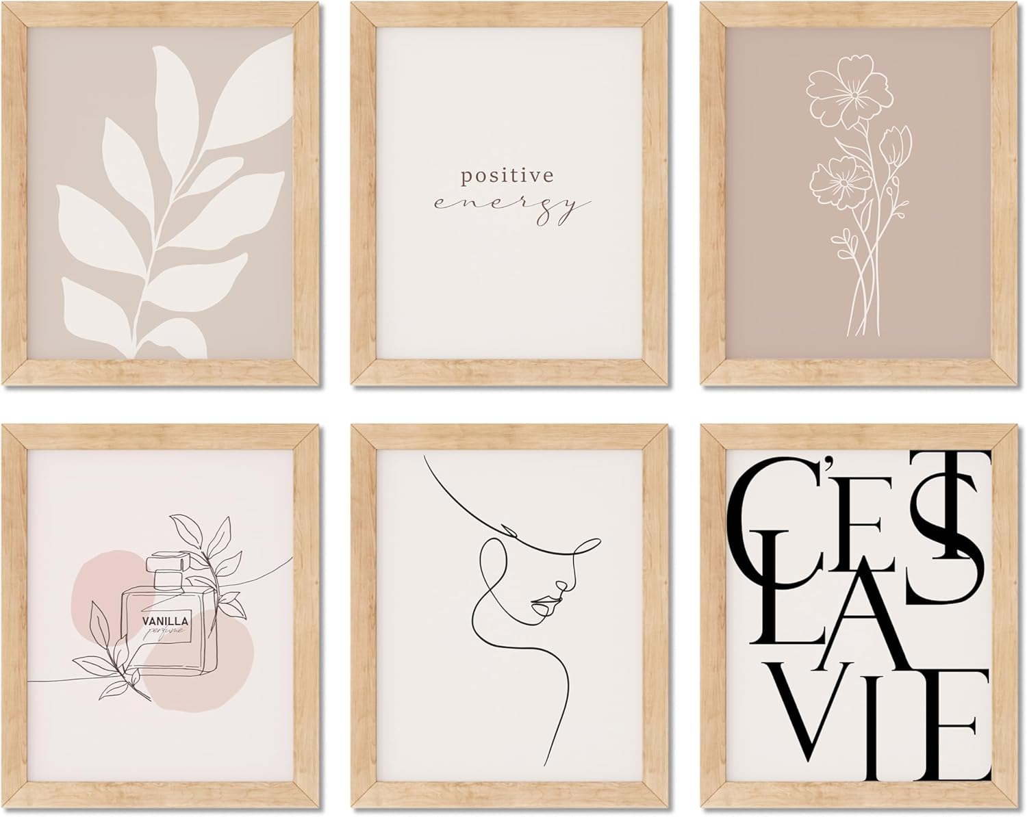 Twodays Vanilla Girl Room Decor, Clean Girl Aesthetic Wall Art, Boho Beige Posters for Bedroom, Minimalist Cream Prints, Abstract Brown Pictures for Girls.(8" X 10", Set of 6, UNFRAMED)