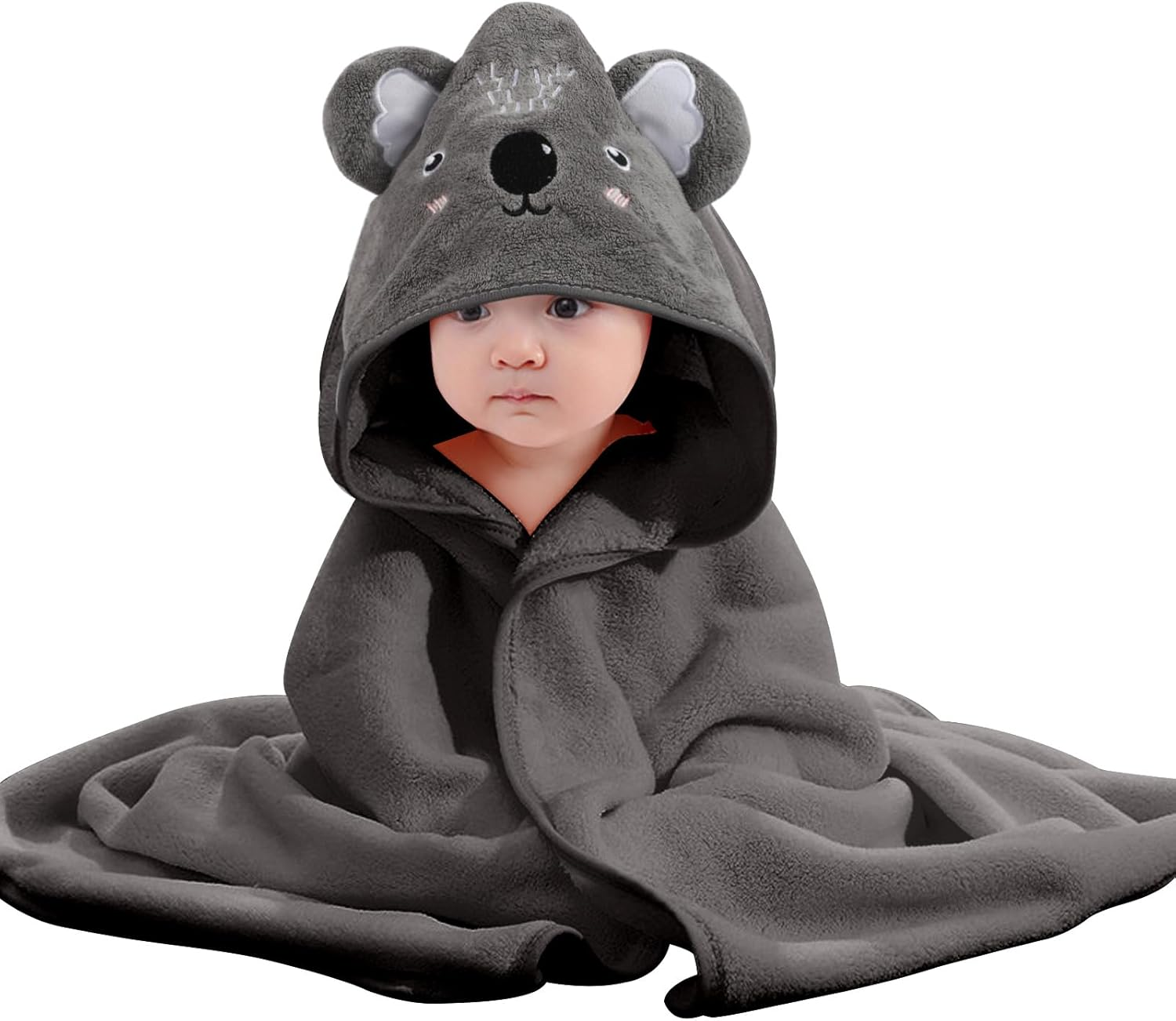 BBXWANG Cotton Hooded Baby Towel, Cute Baby Bath Towel for Newborns, Infants, Toddlers, Baby Towels with Hood for Girls Boys (Gray Koala)
