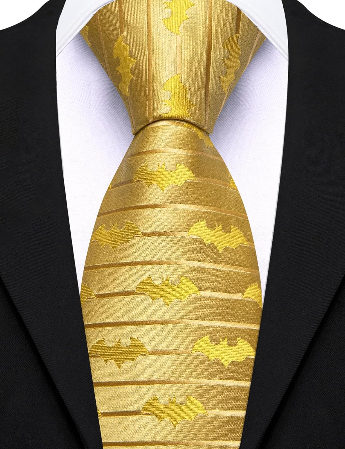 Barry.Wang Silk Men Ties Formal Stripes Necktie and Tie Clip for Wedding Party Business Fashion Classic - Black A image number 5