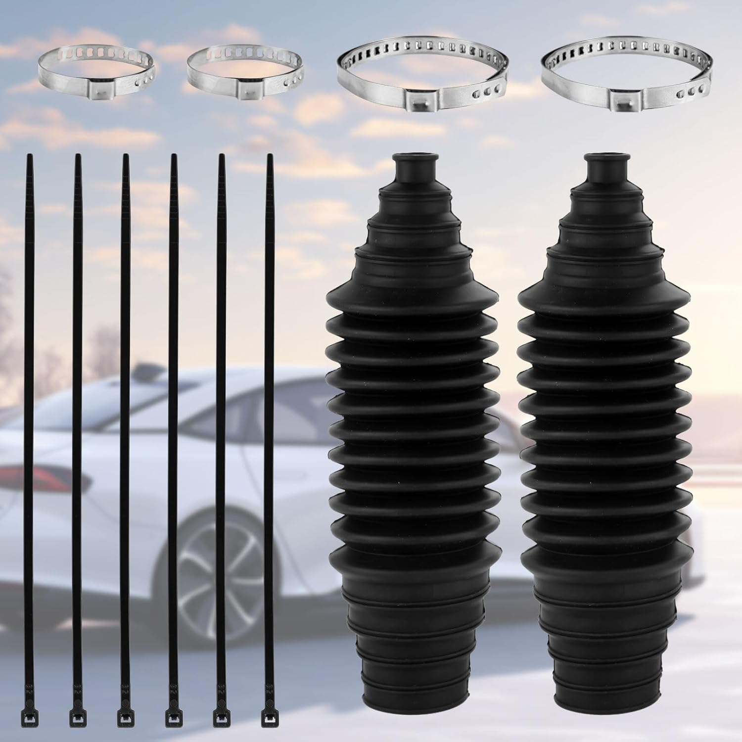 Inner Tie Rod Boot Kit, 8.66X2.36X2.36In Silicone Steering Rack Boot Tool Dust-Proof Car Rack and Pinion Boot Waterproof Inner Tie Rod Bellow Boot Car Accessories(Black) image number 2