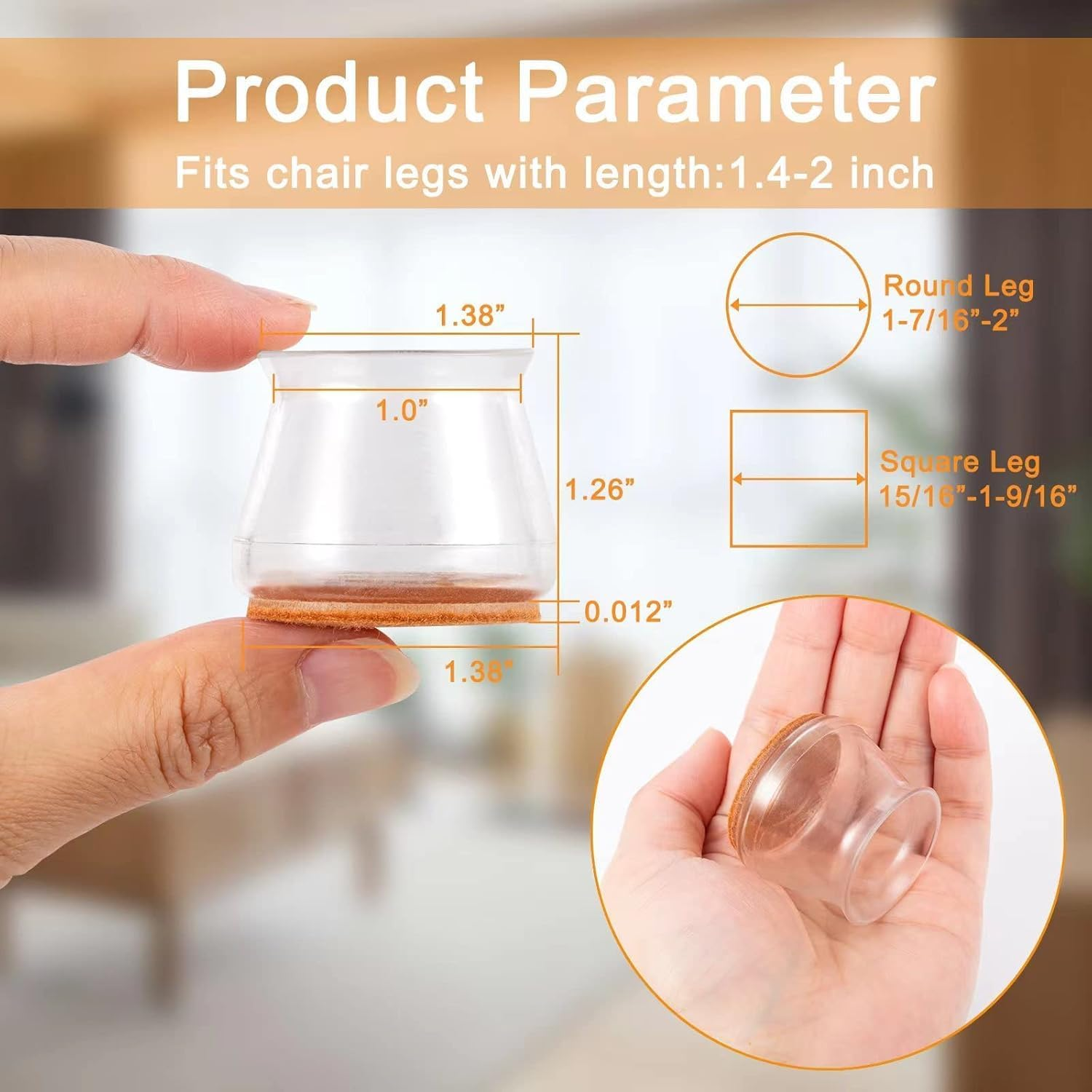 32 Pcs Silicone Chair Leg Floor Protectors, Chair Leg Protectors for Hardwood and Tile Floors, Felt Bottom Furniture Leg Caps Non Slip, Protect Furniture Wood Tile Floors from Scratches and Noise image number 1