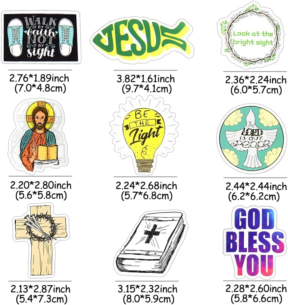 50 Pcs Christian Jesus Stickers for Water Bottles Journaling Vinyl Religious Faith Stickers for Kids Adults image number 6