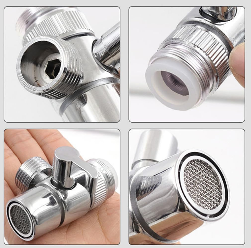 Faucet Splitter Diverter Valve to Hose Adapter,Shower Diverter Valves, Bathroom Kitchen Basin Sink Faucet Splitter Diverter Valve to Hose Adapter image number 1
