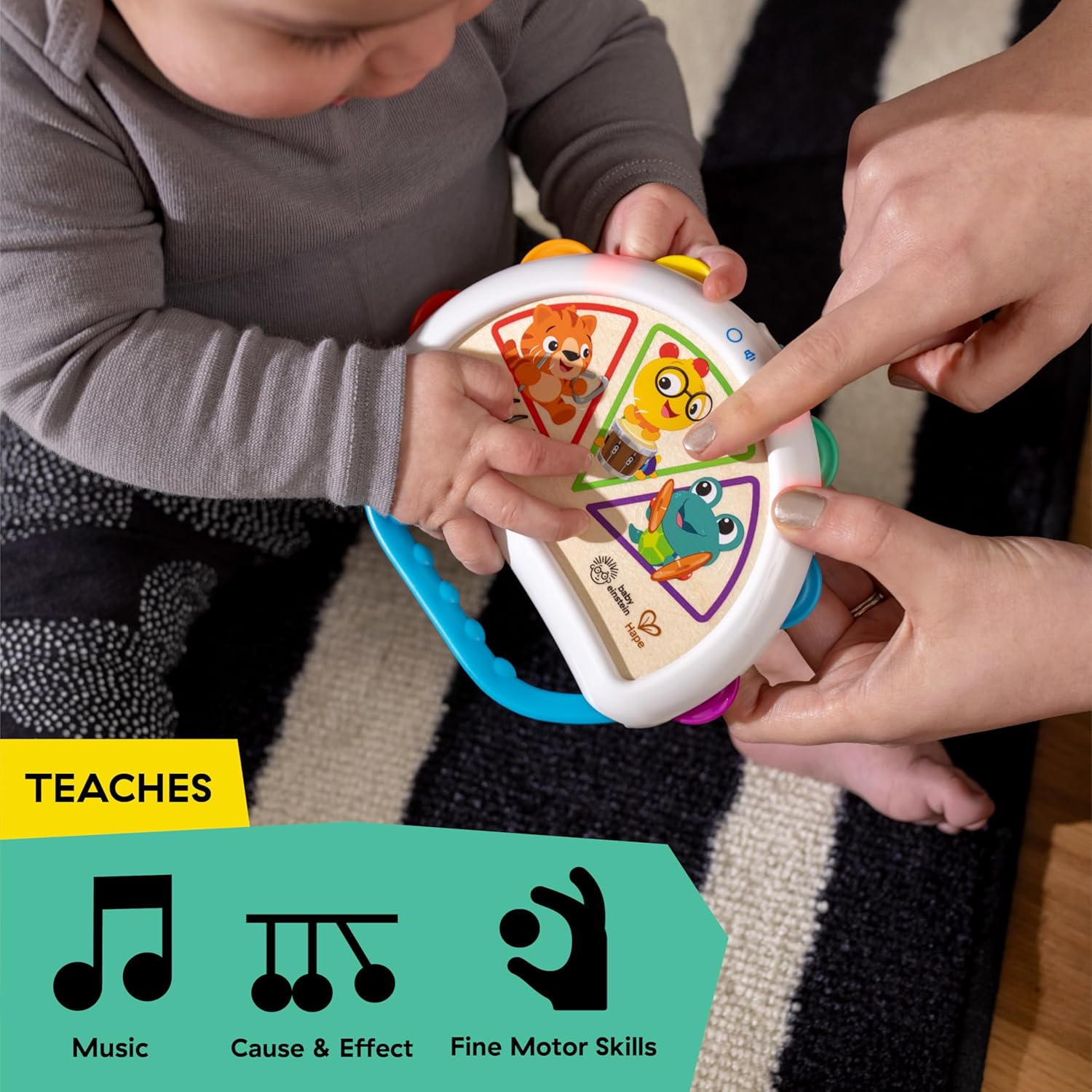 Baby Einstein + Hape Tap & Shake Magic Touch Tambourine, Ages 6 Months and Up image number 2