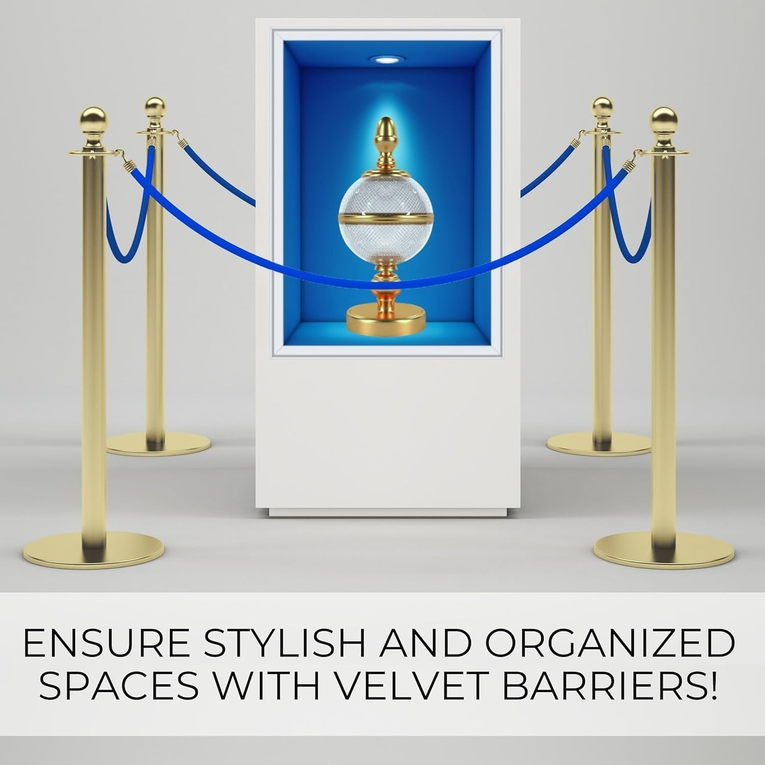 2PCS Blue Velvet Rope 5FT &ndash; Thick Barrier Cord for Red Carpet Stanchions Velvet Rope Barrier Poles and VIP Ropes Events Luxury Look for Ceremonial Event Entrances image number 6