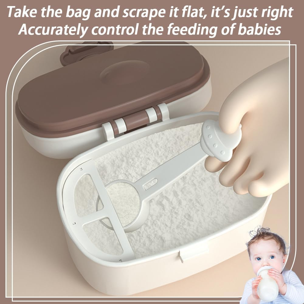 2 Pack Milk Powder Container,Food Storage Case with Fork and Spoon,Baby Snack Storage Container,Milk Powder Dispenser,Portable Dispensing Box,For Outdoor,Travel image number 3