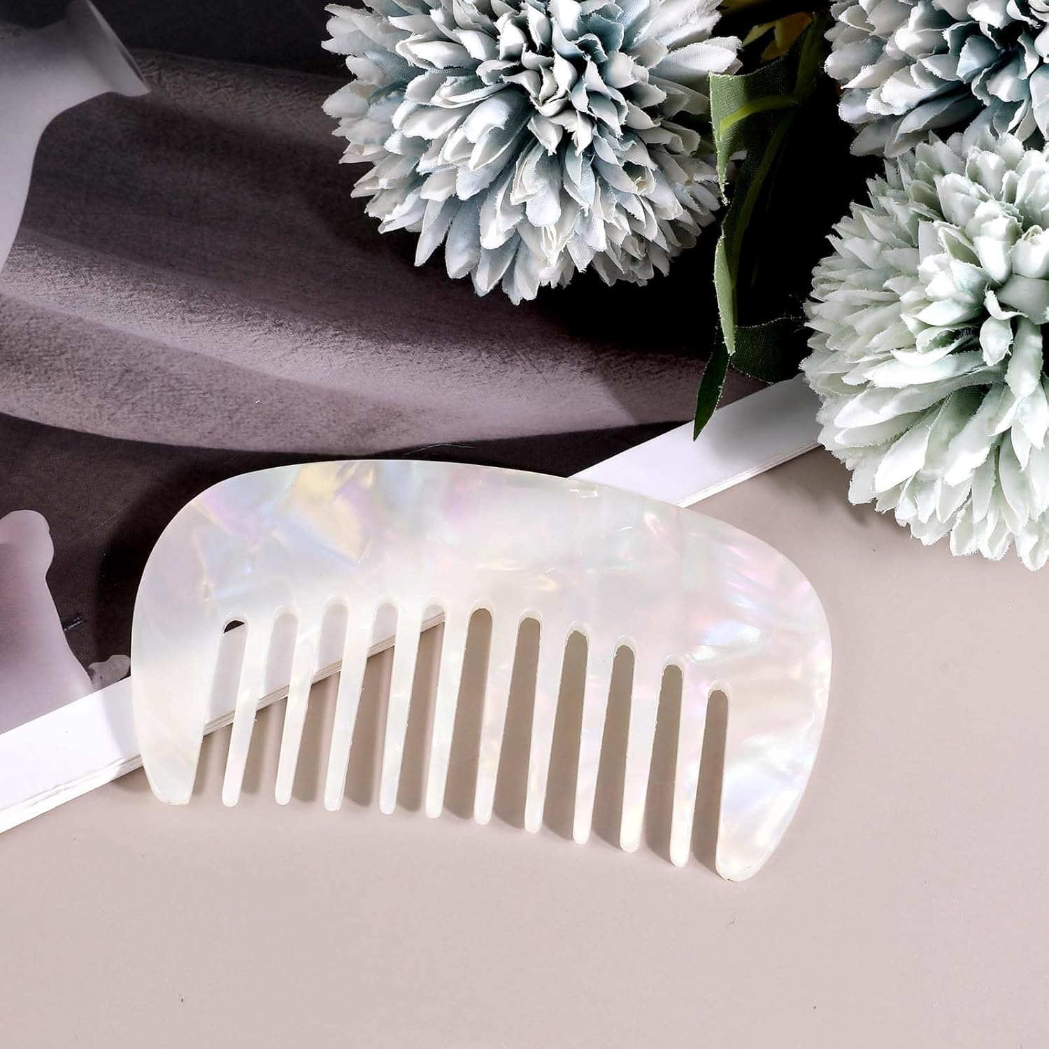 Pocket Mini Wide Tooth Comb for Wet Hair - Anti-Static Portable Travel Comb for Curls, Detangling Small Hair Combs for Women, White for Purse and Hair Care image number 2