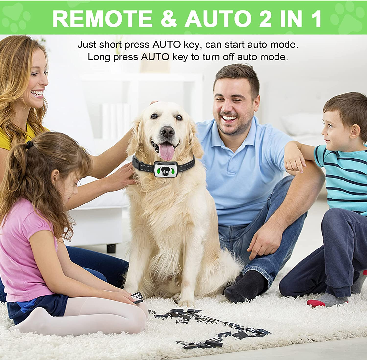 Dog Training Collar with Additional Remote - Safe & Humane Dog Bark Collar with 4 Training Modes & 7 Sensitivity Beep Vibration - IPX7 Waterproof No Shock Bark Collar for Indoor & Outdoor Use image number 1