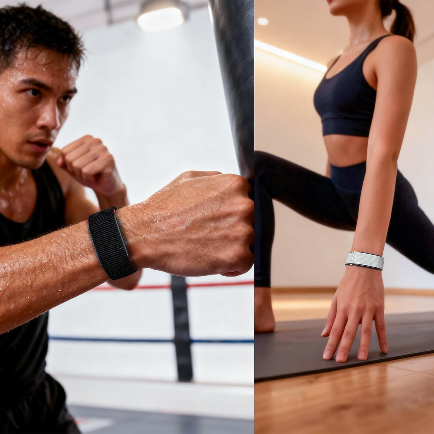 Blikwyt Nylon Loop Compatible with Amazfit Helio Strap Band, Breathable Soft Sport Hook and Loop Wristband with Overlay Covered Design image number 4