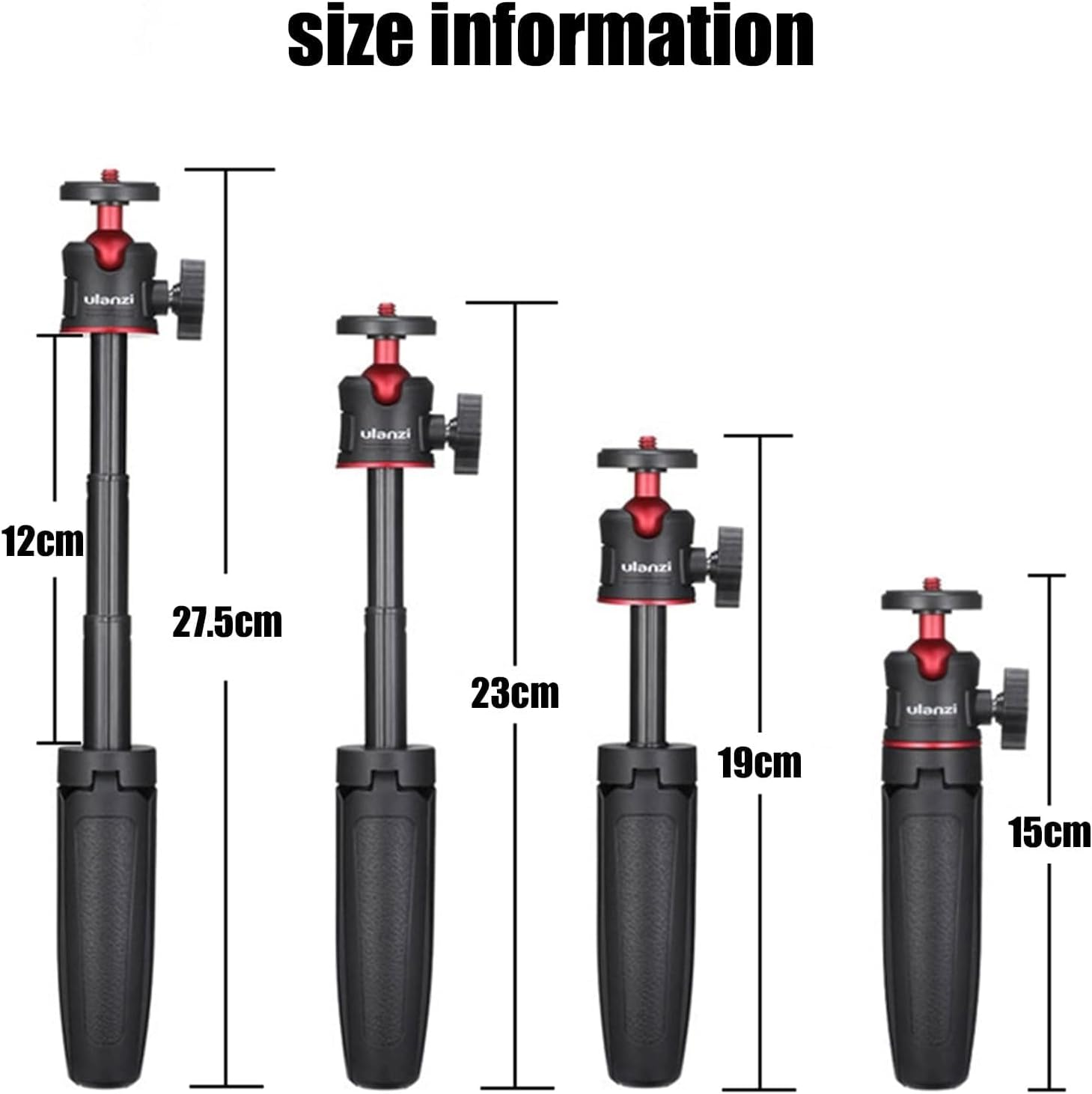 Luzcauwy Extension Pole Tripod, 3-In-1 Mini Selfie Stick Tripod Stand for Iphone, Samsung, Sony RX100 & Canon G7X &ndash; 15Cm Compact Vlogging & Travel Photography Mount (90G) image number 1